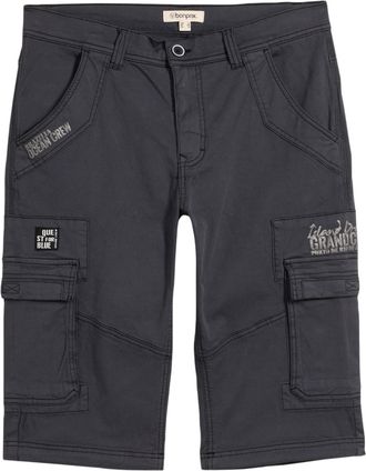 Bonprix Longbermudas BONPRIX, Herren, Gr. 48, N-Gr, schwarz bedruckt, Web, Obermaterial: 97% Baumwolle, 3% Elasthan, regular fit, Hosen Longbermudas, aus leic