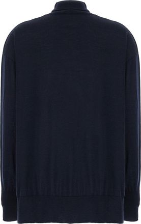 Max Mara Womens Blue High Neck Wool Sweater Virgin Tops Top