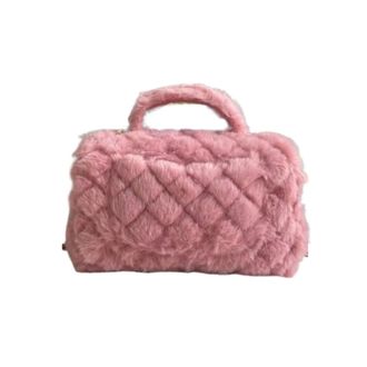 Generic Handle Tote Bag Fur Classic Leather Cover With Chain Strap, Compatible For Shoulder Sling(D)