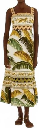 Farm Rio Wavy Trim Midi Dress In Sand Trancoso