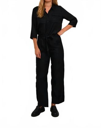 Kaffe Ruthie Half Sleeve Button Jumpsuit In Black Deep