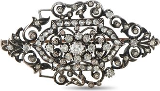 Luxury Bazaar 14K White Gold and Silver 1.0ct Diamond Victorian Brooch MF05-082425