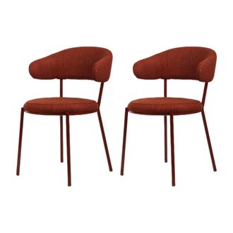 Mobili Rebecca Mobili Rebecca - Sillas Rebecca Mobili Talong 80,5x47,5x57,5 Tela De Poli&eacute;ster Acero Rojo Moderno Conjunto 2 Piezas