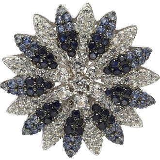 Suzy Levian Floral Sterling Silver White Sapphire Blue Sapphire Brown Diamond Brooch at Nordstrom Rack