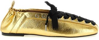 Ganni Schoenen, Dames, Geel, 35 EU, Leer, Ballerinas met veters