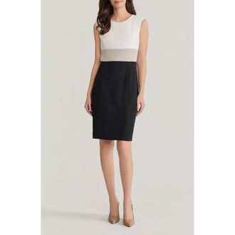 Kasper Colorblock Sheath Dress in Vanilla Ice Multi at Nordstrom, Size 16P
