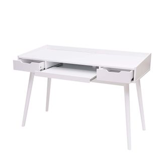 Hhg Nunca Usado] Escritorio Hhg 888b, Escritorio De Oficina Escritorio De Ordenador, Mdf 120x55cm, Blanco