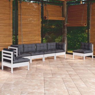 vidaXL Juego De Muebles De Jard&iacute;n 6 Pzas Y Cojines Madera Maciza Pino Vidaxl
