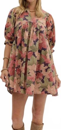Entro Autumn Bloom Mini Dress In Brown Floral