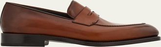 Ferragamo Mens Brandy Tramezza Leather Penny Loafers