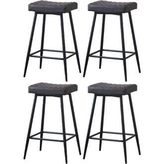Ainpecca Ainpecca - Bar Stools Set of 4 pu Leather Grey Breakfast Dining Bar Stools Fixed Height Bar Stools Breakfast Bar, Counter, Kitchen and Home