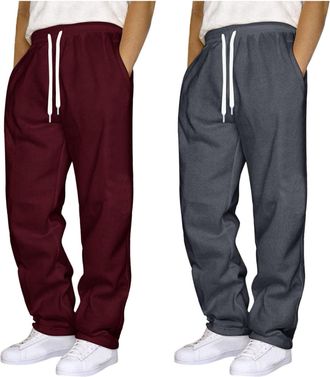 Generic 1/2/3 Pack Joggers for Men UK Tracksuit Jogging Bottoms Fleece blackJoggers Open Hem Sweatpants with Pockets Drawstring Trousers Gym Workout Loose Car
