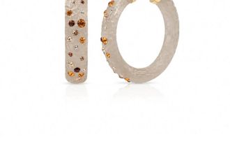 Gold & Honey Womens Large Oval Confetti Hoop Earrings In Cocoa