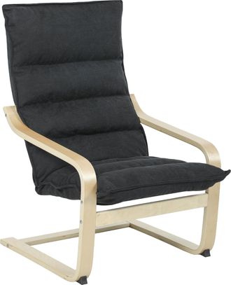 HOMCOM Homcom Sill&oacute;n De Sal&oacute;n Moderno Butaca De Sal&oacute;n Con Respaldo Alto Reposabrazos Y Patas De Madera Tapizado En Terciopelo Negro