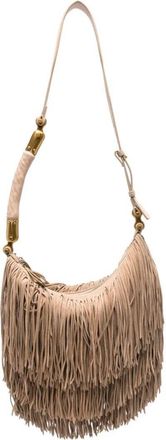 Balmain Ebene Hobo Fringes Suede Leather Bag