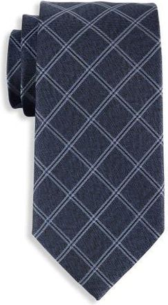 Michael Kors Big & Tall Yarrow Grid Patterned Tie in Navy at Nordstrom, Size X-Large