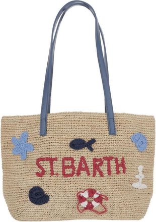 MC2 Saint Barth Raffia Blend Bag With Beach Motif