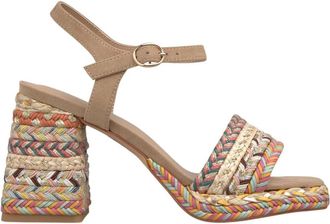 Alma En Pena Sandaal met brede hak en kleurdetail - Dames - Sandalen met hakken - Beige - 38 EU - Schoenen