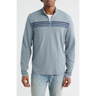 Threads 4 Thought Kace Chest Stripe Luxe Jersey Quarter Zip Pullover in Heather Raindrop /Stargazer at Nordstrom, Size Xx-Large