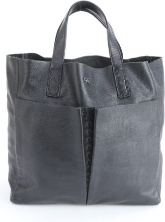 Anya Hindmarch Black Leather Handbag Tote Bag (Pre-Owned)