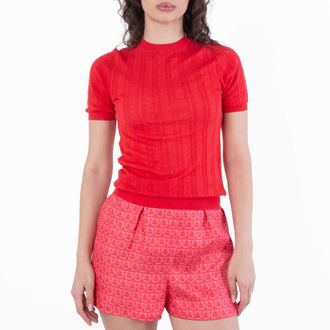 Ferragamo Ferragamo Short-Sleeved Gancini Motif Knit Top