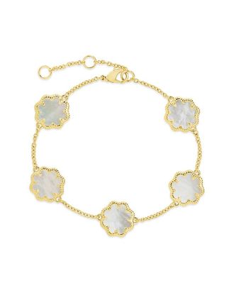 Sterling Forever 14K Plated Rose Petal Station Bracelet