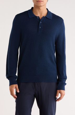 Nordstrom Long Sleeve Merino Wool Polo in Navy Still at Nordstrom Rack, Size Xx-Large