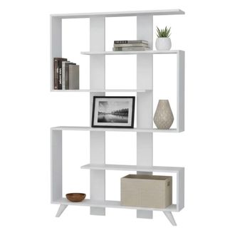 Dmora Estante Para Libros Gienah, Estante De Oficina, Porta Libros M&oacute;vil, Biblioteca, 120x20h162 Cm, Blanco, Con Embalaje Reforzado - Dmora