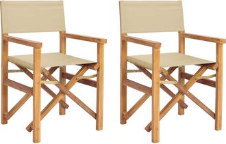 vidaXL Silla De Director Marr&oacute;n Y Beige Madera De Teca Maciza Vidaxl