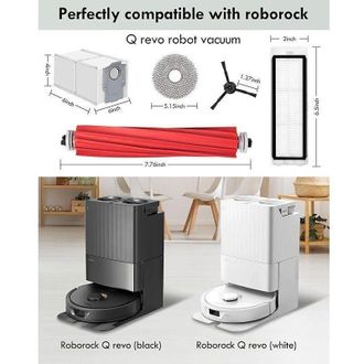 OEM Juego De Accesorios De 19 Piezas Para La Aspiradora Robot Roborock Q Revo, Repuestos Con 1 Cepillo Principal, 4 Mopas Y 4 Almohadillas - Crezuo