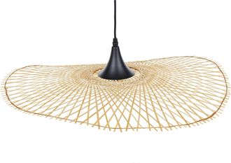 Beliani L&aacute;mpara De Techo Colgante 60 Cm Con Pantalla Ovalada De Bamb&uacute; De Madera Clara Floyd