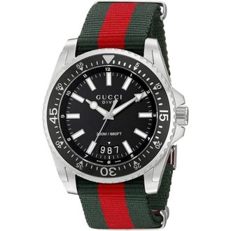 Gucci Dive Mens Watch YA136206 with Black Dial and Multicolored Bracelet - Multicolour Stainless Steel - One Size
