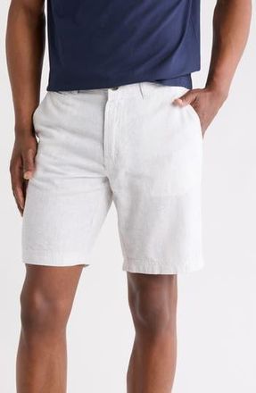 14th & Union Linen & Cotton 8-Inch Shorts in Grey- White Eoe at Nordstrom Rack, Size 36