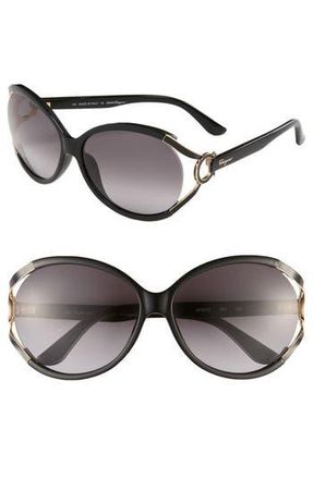 Ferragamo Salvatore Ferragamo 59mm Oversized Sunglasses in Black/Grey Gradient at Nordstrom Rack