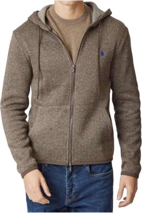 U.S.Polo Association Zip-throughs - Heren - Vesten met rits - Beige - M - Polyester - Hoodies & sweatvesten