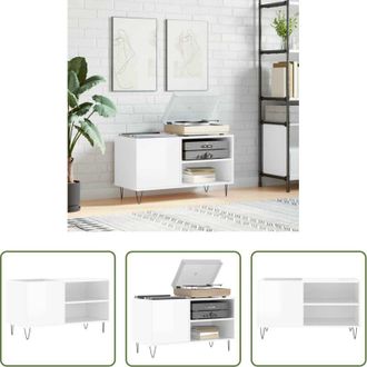 vidaXL Mobile porta vinili - Mobile Porta Dischi Bianco Lucido 85x38x48 cm Legno Multistrato