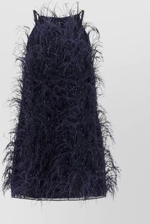 Pinko feather-embellished sleeveless mini dress
