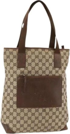 Gucci Pre-owned Vintage GG Canvas Tote Bag - Dames - Vintage Shopper - Beige - ONE Size - Leer - Vintage