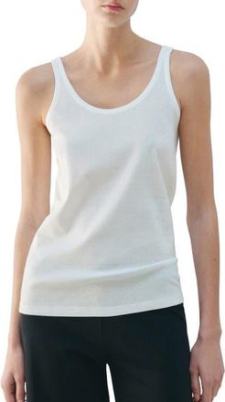 Mango Scoop Neck Cotton Tank in White at Nordstrom, Size Small
