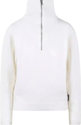 Courr&egrave;ges Witte Wollen Logo Sweater - Dames - Coltruien - Wit - M - Wol - Truien & Vesten