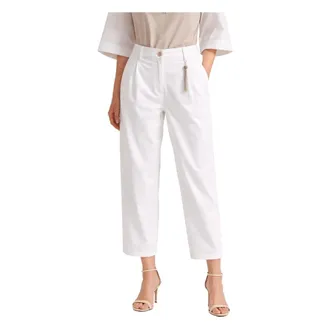 Seventy Cropped Trousers, female, White, Size: XS Carrot Fit Cropped Trousers