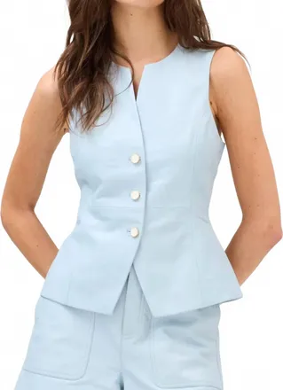 Allison New York Oliver Leather Vest In Powder Blue