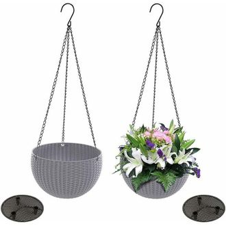 OEM 2 Piezas (gris) Macetas Colgantes De Rat&aacute;n, Cestas Colgantes Para Jard&iacute;n, Jardineras Colgantes, Macetas Colgantes De Pl&aacute;stico, Para Plantar En Interio