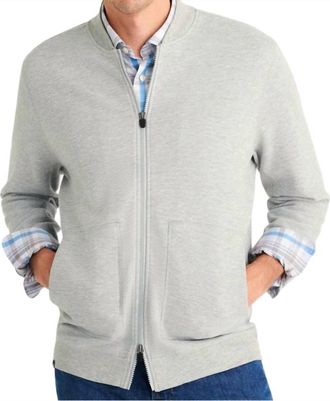 Johnnie-O Decker Baseball Jacket In Light Grey