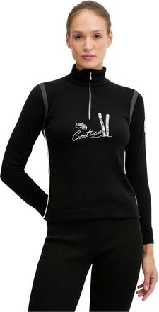 Newland Lady Wool T-Neck - Dames - Outdoor shirts - Zwart - L - Wol - Fitness