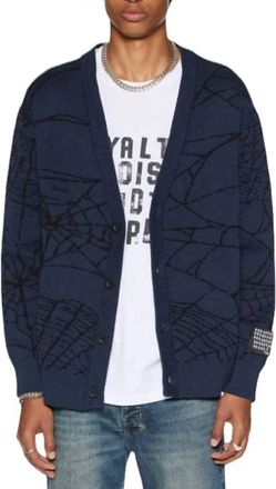 Ksubi Lies Knit Cardigan In Gasoline Blue