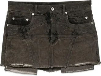 Rick Owens Faded Frayed-hem Mini Skirt