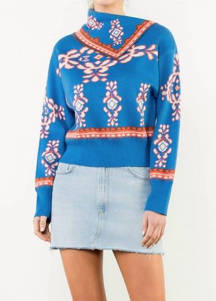 THML Clothing Southwest Inspired Print Sweater In Blue