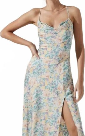 Astr Gaia Dress In Yellow Teal Multi