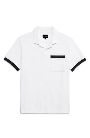 Mack Weldon Johnny Collar Terry Cloth Pocket Polo in Bright White at Nordstrom, Size Xx-Large